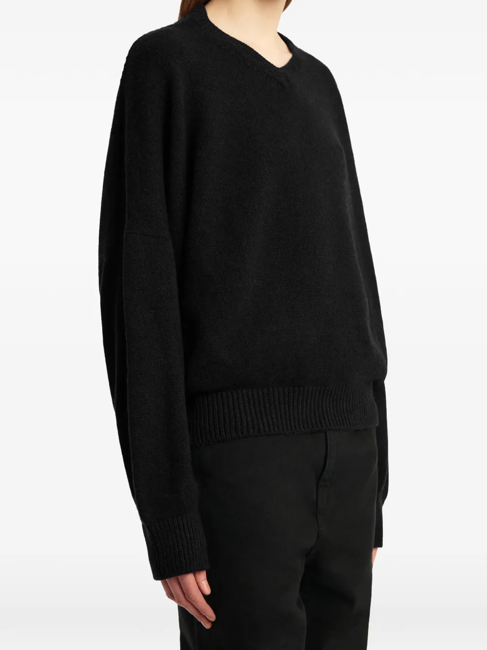 KHAITE Wolfe Cashmere Sweater in Black, view 4