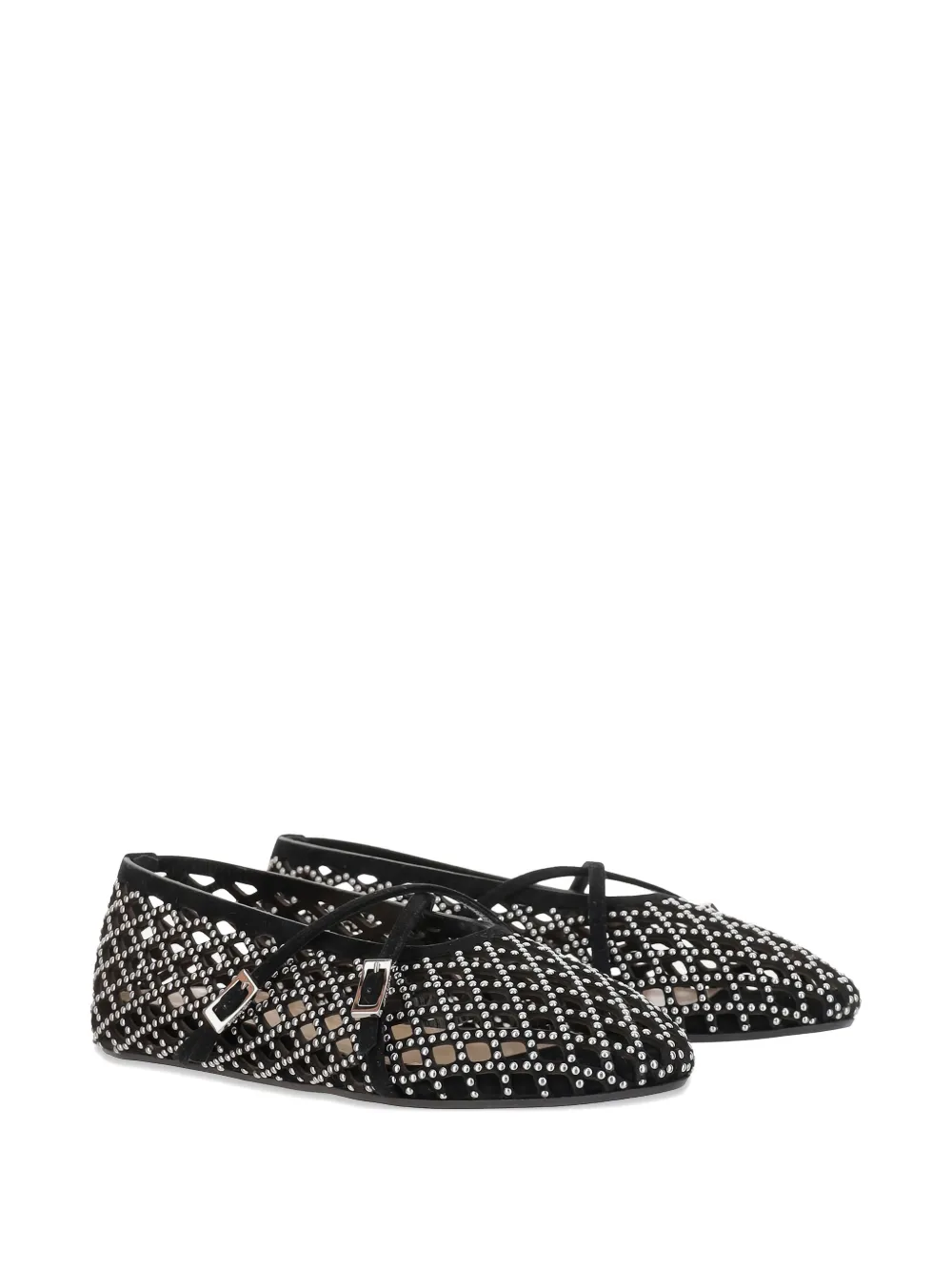 MACH & MACH embellished leather ballet flats Black