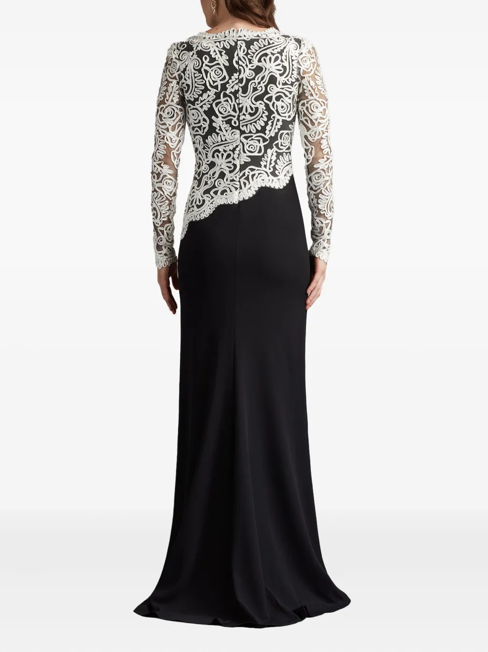 Tadashi Shoji Maxi-jurk met kanten vlakken Zwart