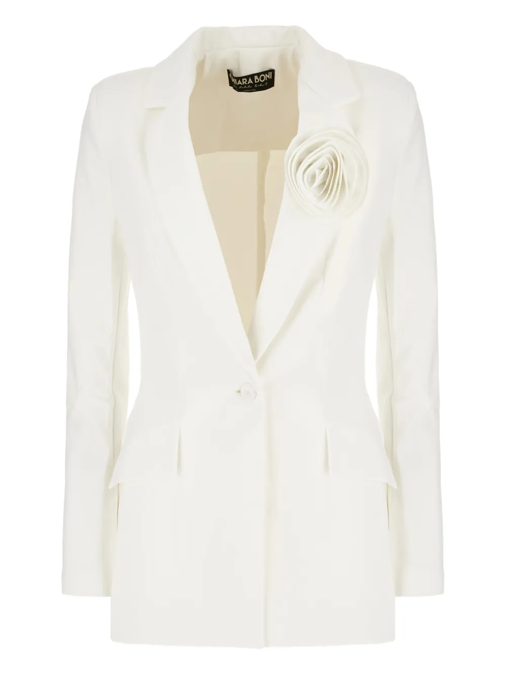 CHIARA BONI La Petite Robe rose-applique single-breasted blazer | White | Image 1
