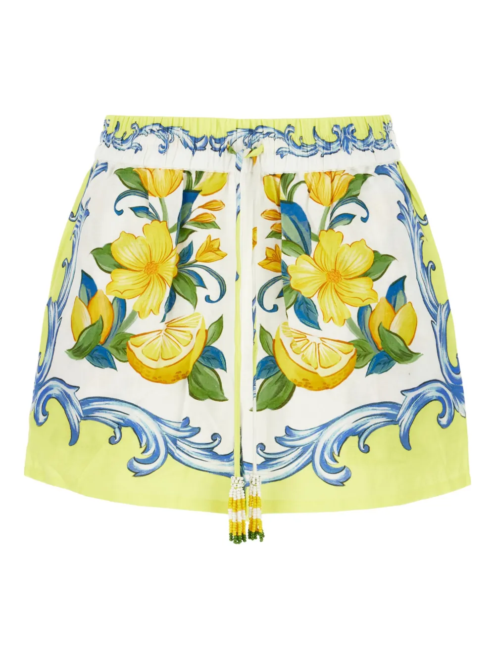 FARM Rio lemon-print beaded shorts | White | Image 1