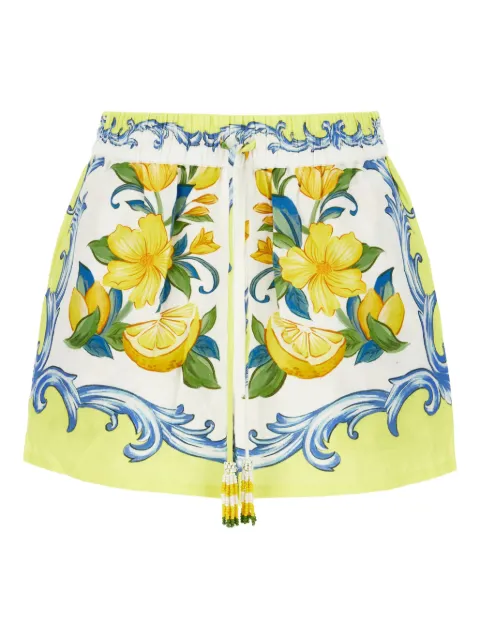 FARM Rio lemon-print beaded shorts