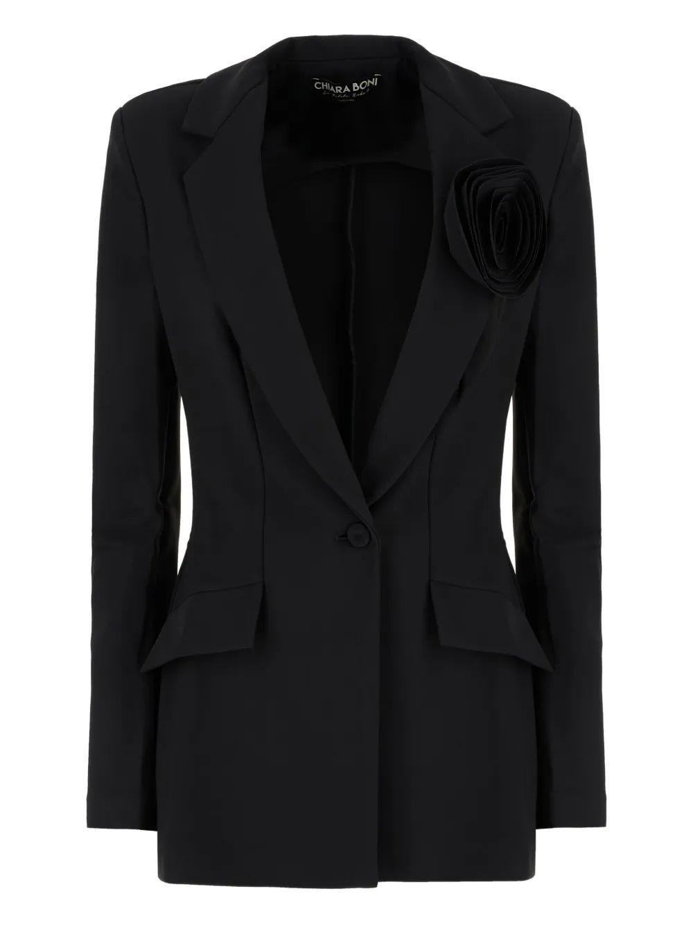 CHIARA BONI La Petite Robe rose-embellished single-breasted blazer | Black | Image 1