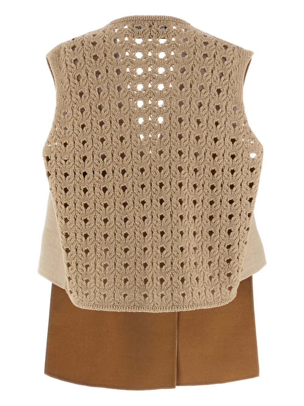 Fabiana Filippi Tricot Wool Vest Gilet Beige In Brown