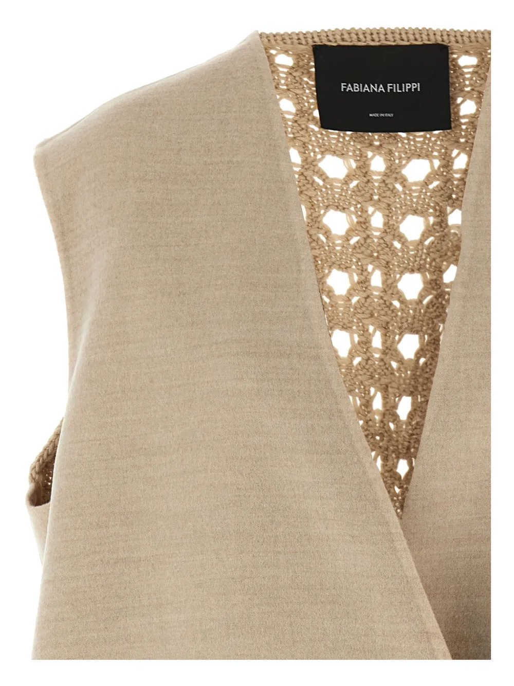 Fabiana Filippi Tricot Wool Vest Gilet Beige In Brown