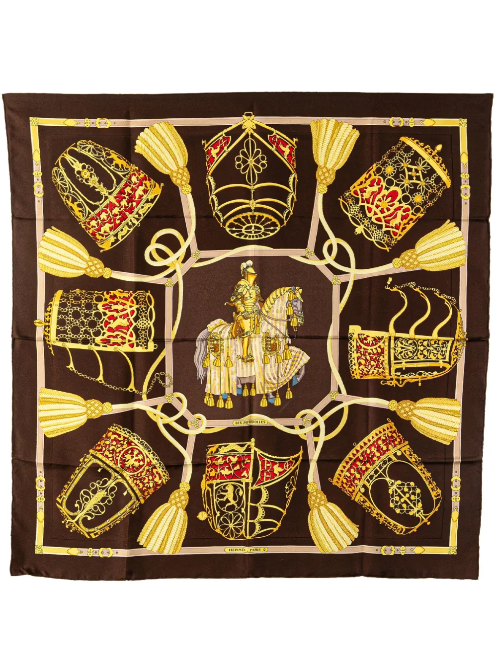 Hermès Pre-Owned 20th Century Les Muserolles Silk Scarf scarves | brun | Image 1