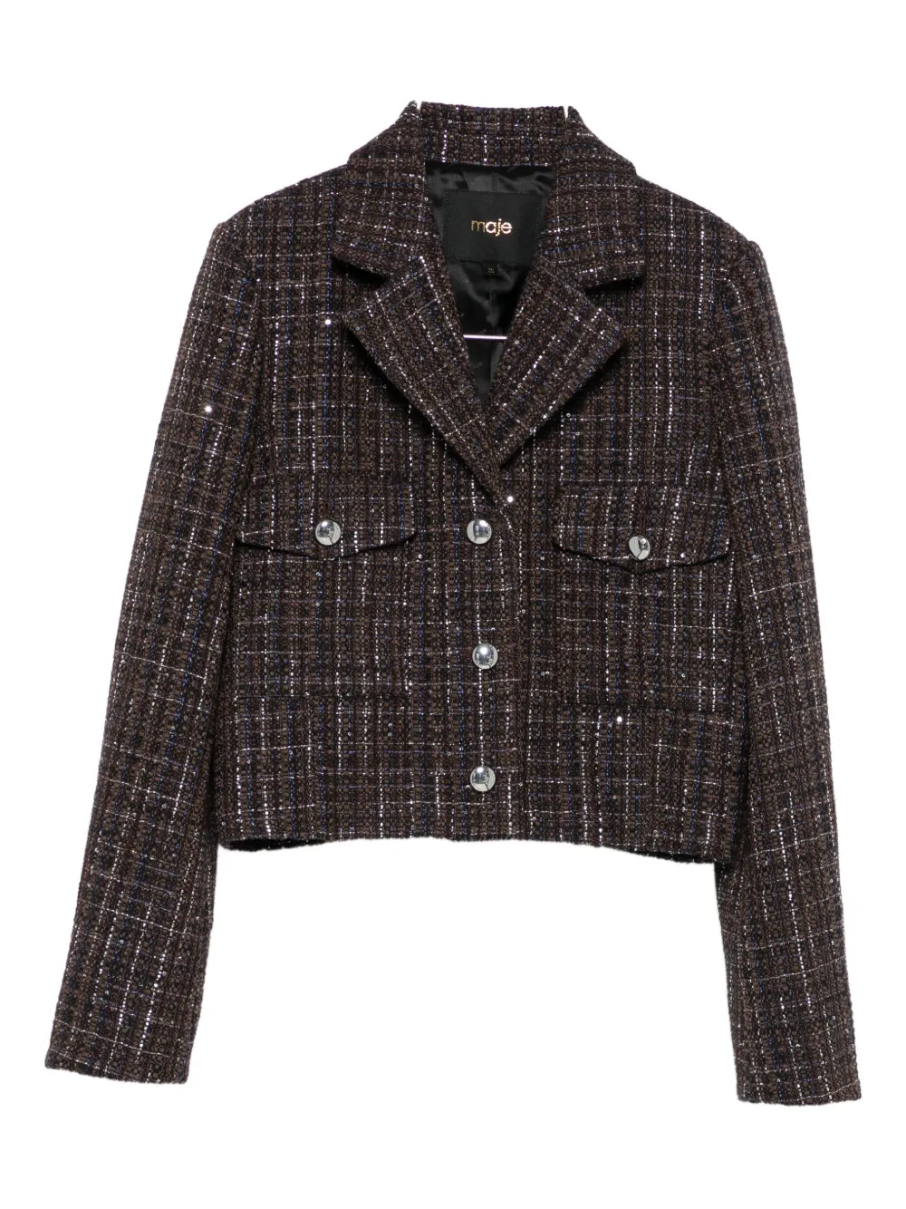 Maje tweed sequin-embellished blazer - Marrone