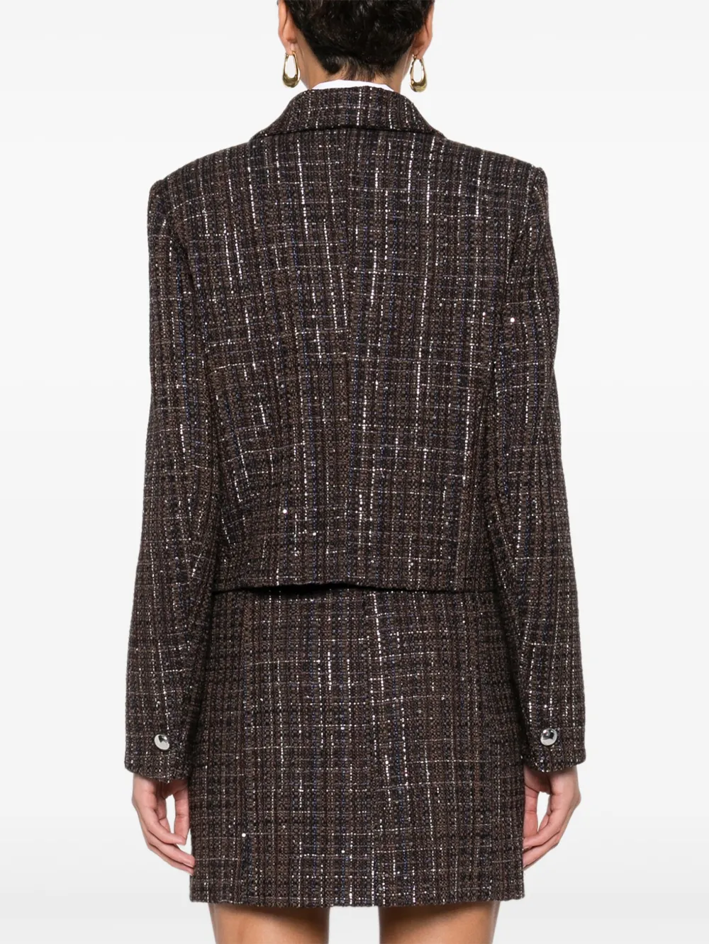 Maje Tweed blazer verfraaid met pailletten Bruin