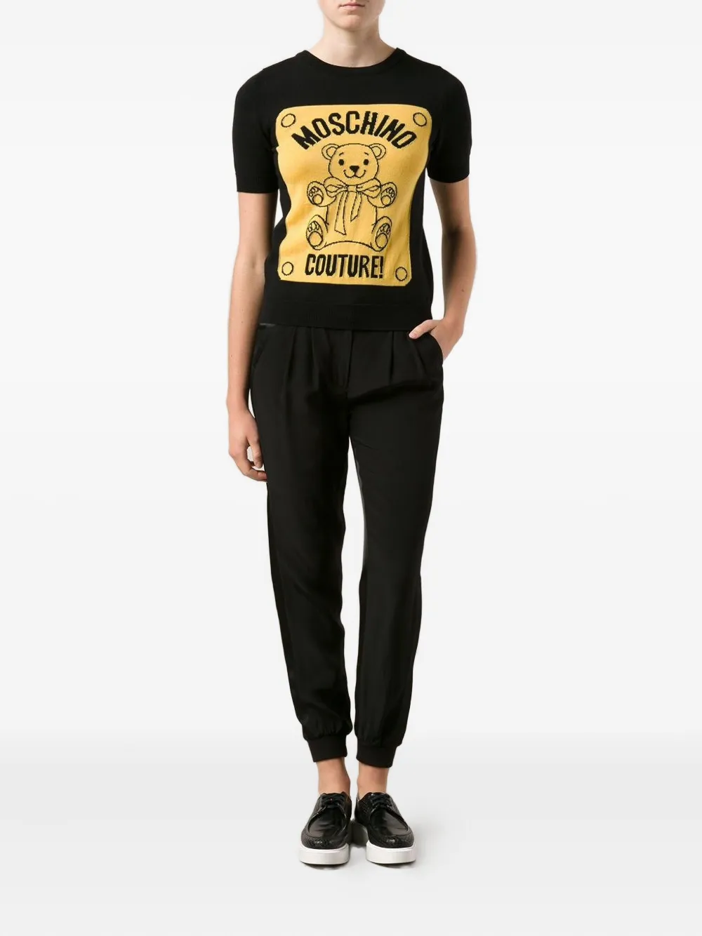Moschino T-shirt met teddybeer-intarsia Zwart