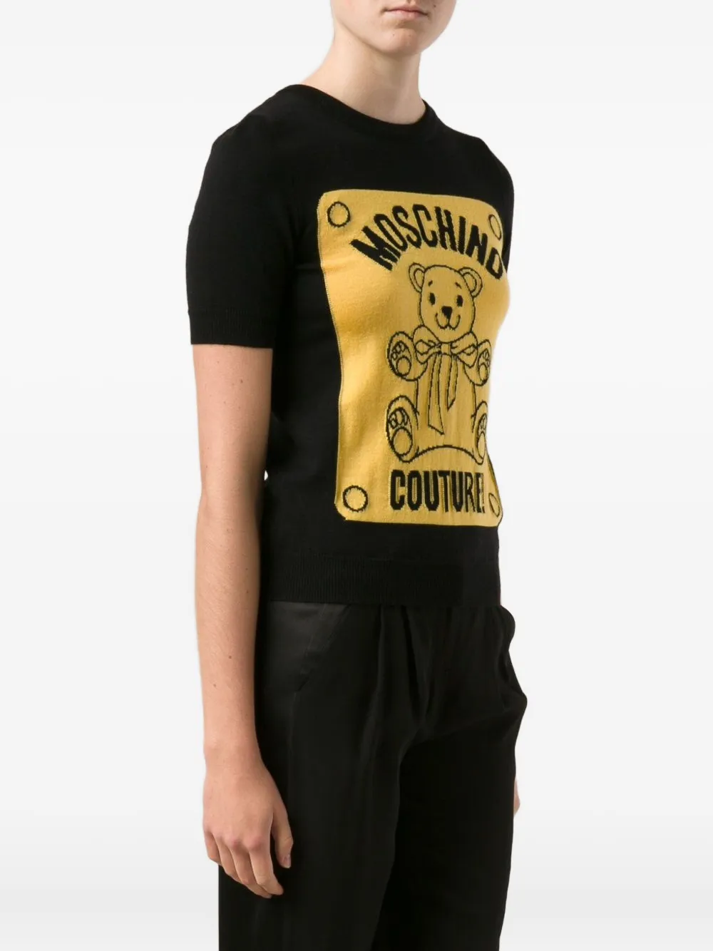 Moschino T-shirt met teddybeer-intarsia Zwart