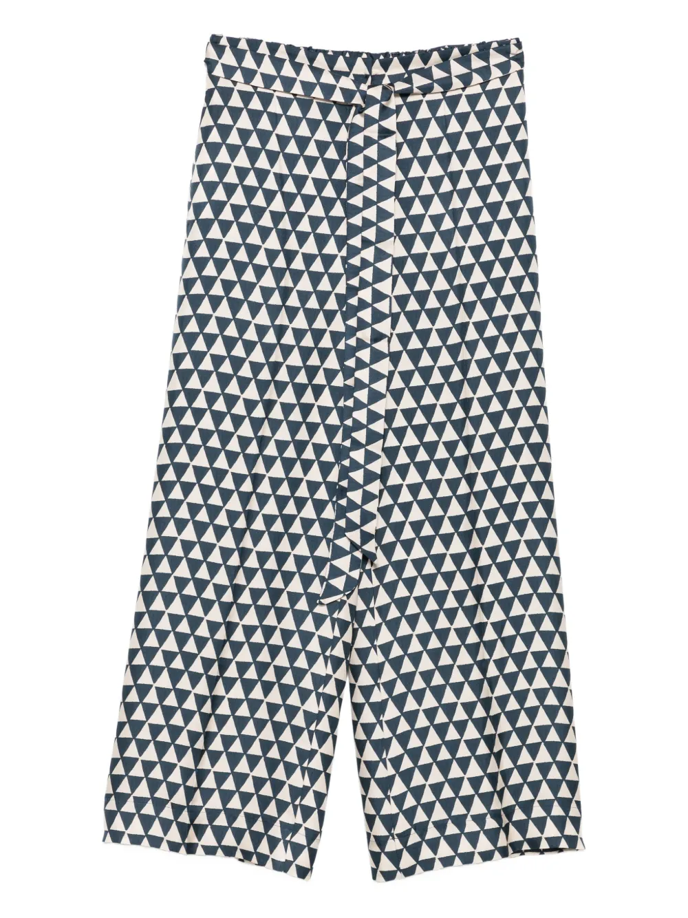 Max Mara Triangle-pattern Silk Trousers In Neutral