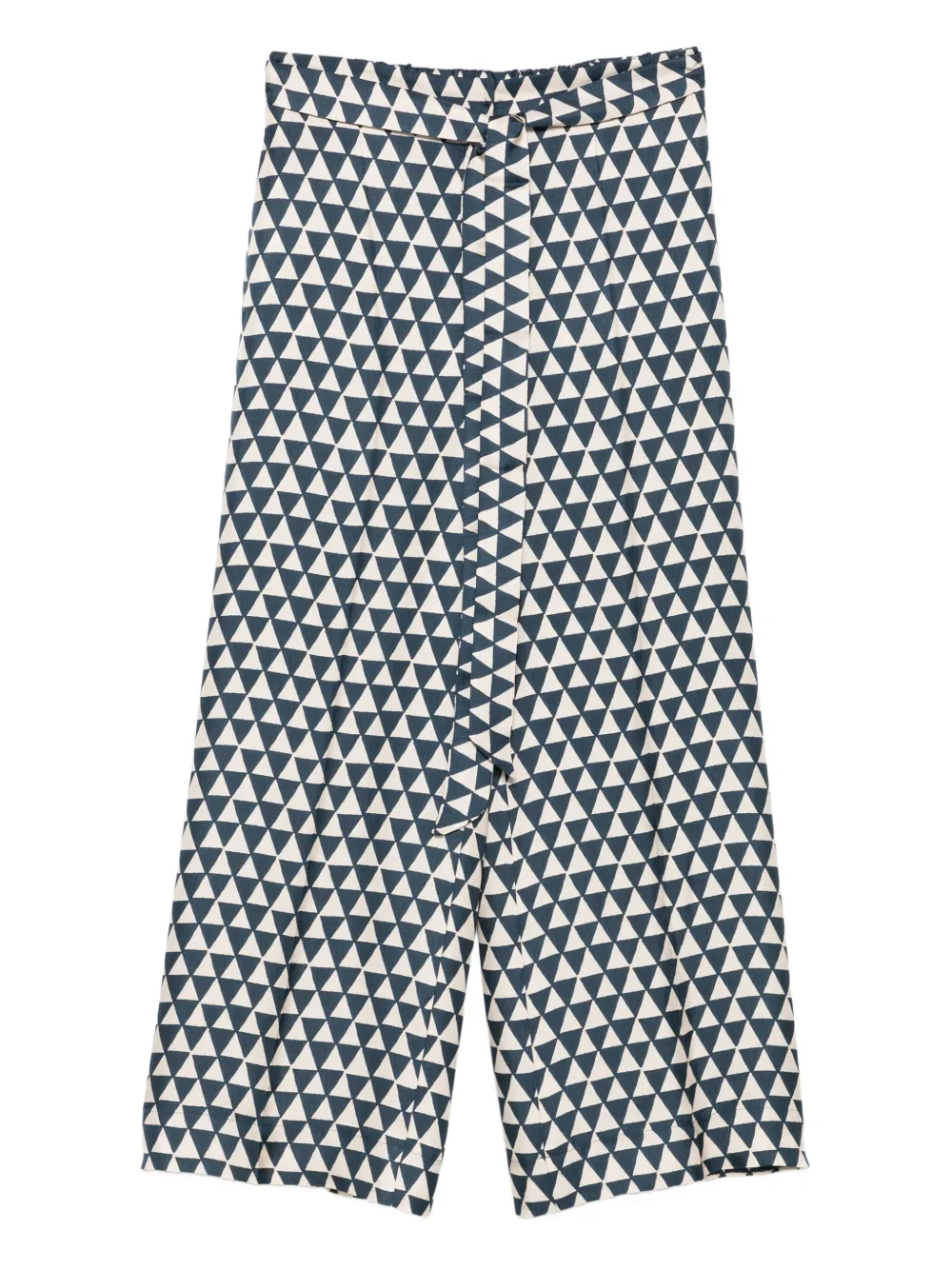 Max Mara Zijden broek met driehoekig patroon Beige