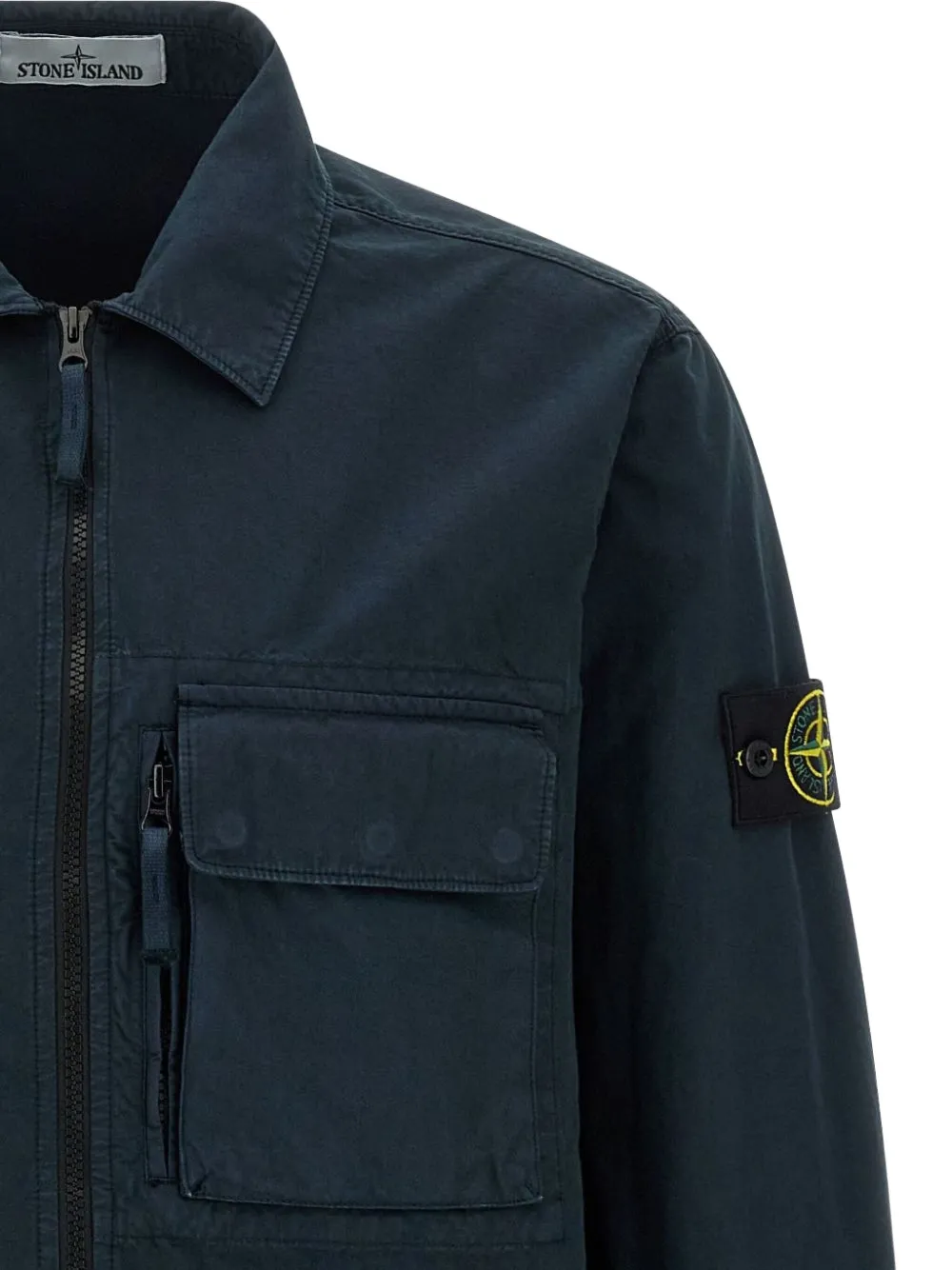 Stone Island Zip-fastening Patch-pocket Shirt Jacket In Blue