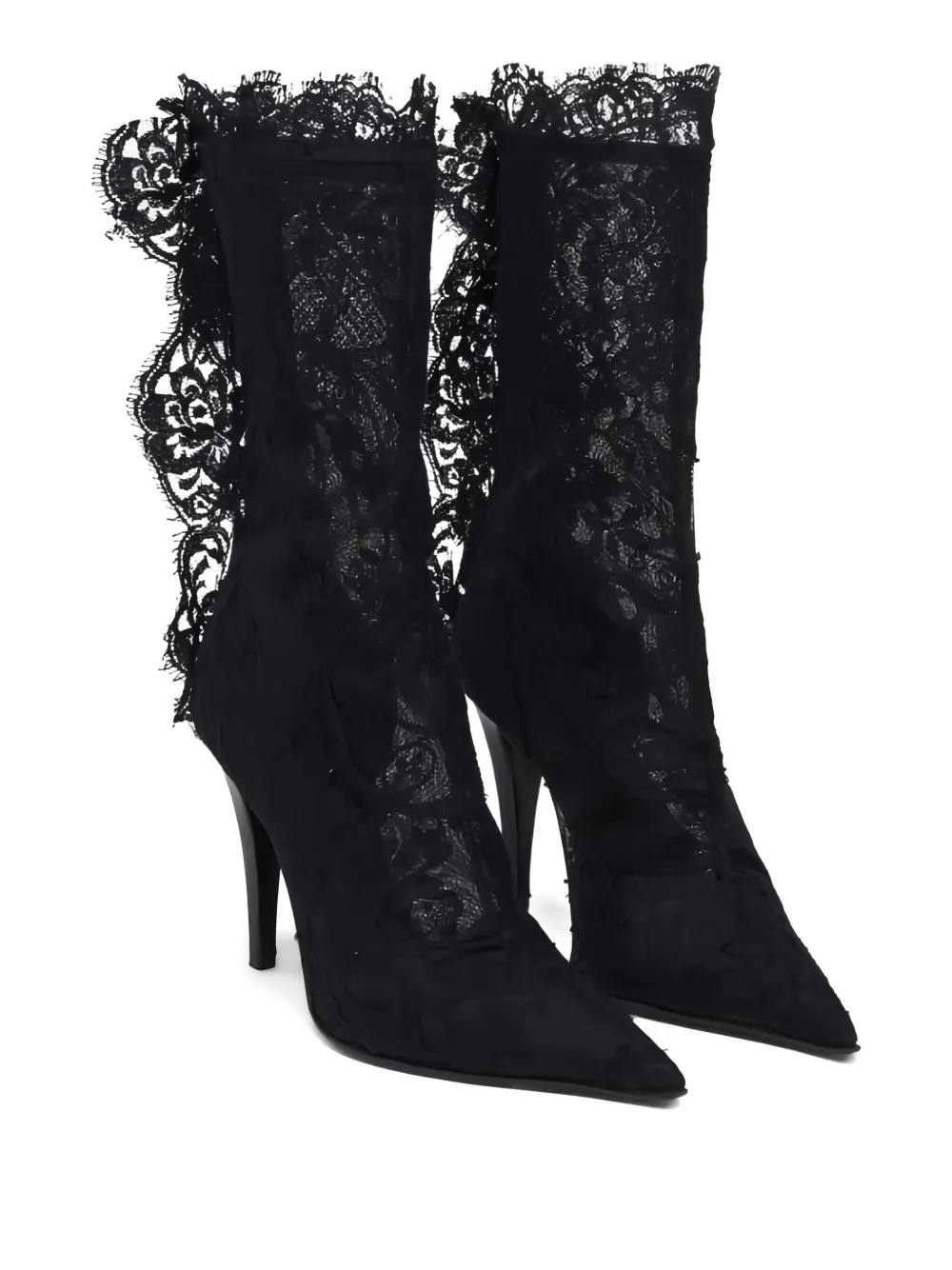 Alexander McQueen 105mm lace-trimmed stiletto boots Black