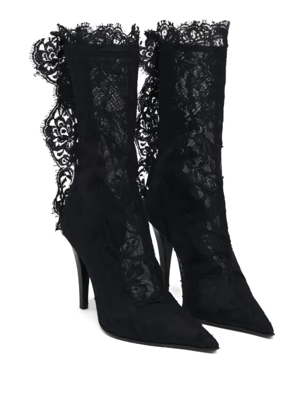 Alexander McQueen 105mm lace-trimmed Stiletto Boots Black FARFETCH PH