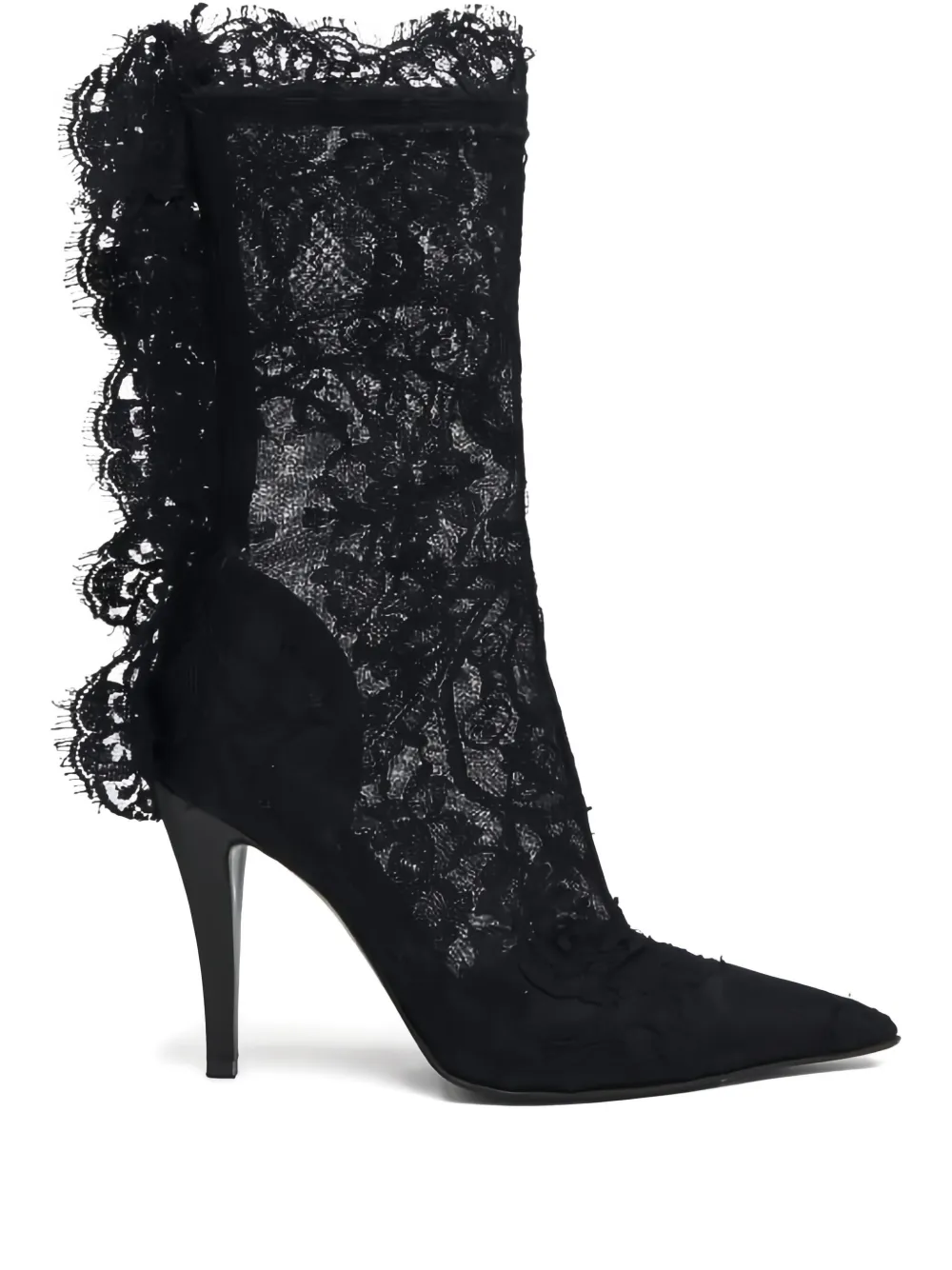 Alexander McQueen 105mm lace-trimmed stiletto boots Black