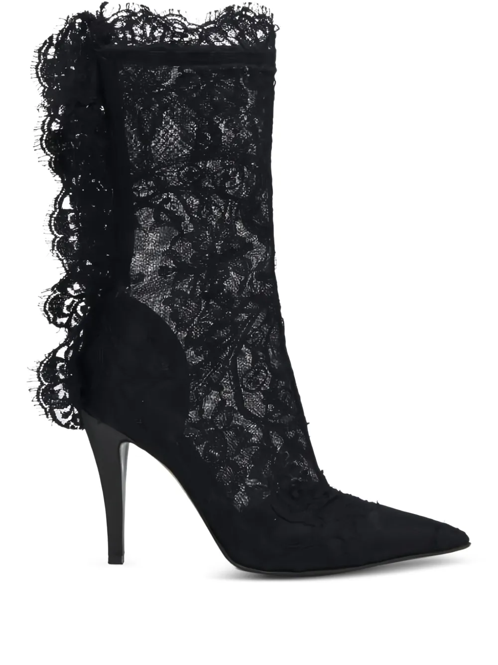 Alexander McQueen 105mm lace-trimmed stiletto boots Black
