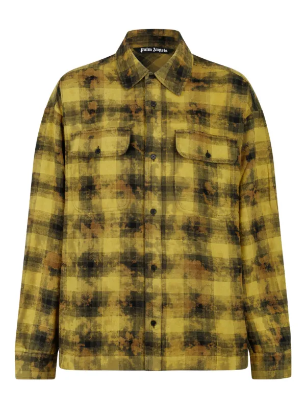 Palm Angels Checked Shirt | Yellow | FARFETCH IE