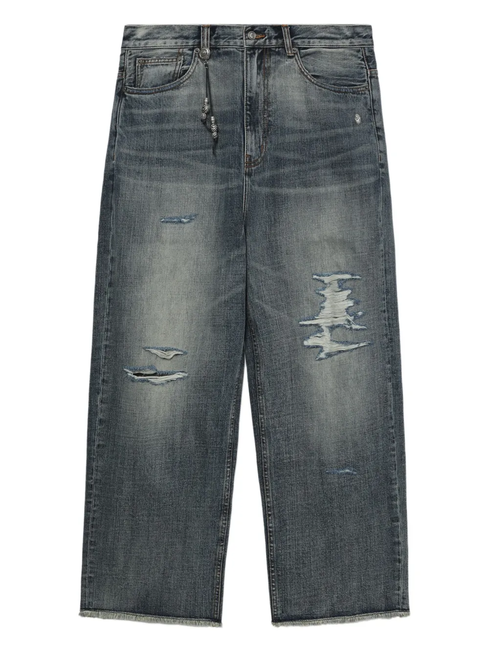 Bape Distressed Loose-fit Jeans In Blue