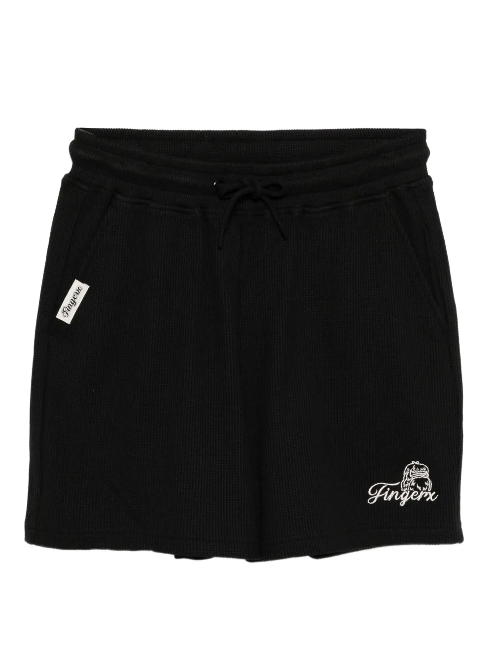 FINGERCROXX logo-embroidered shorts | Black | Image 1