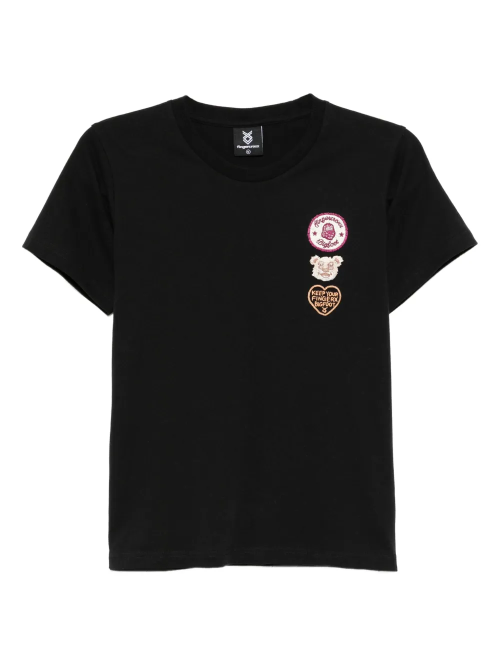 FINGERCROXX embroidered-logo patch T-shirt | Black | Image 1