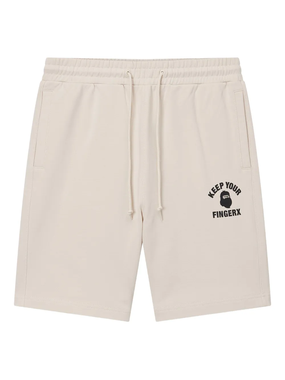 FINGERCROXX logo-print drawstring shorts | Neutrals | Image 1