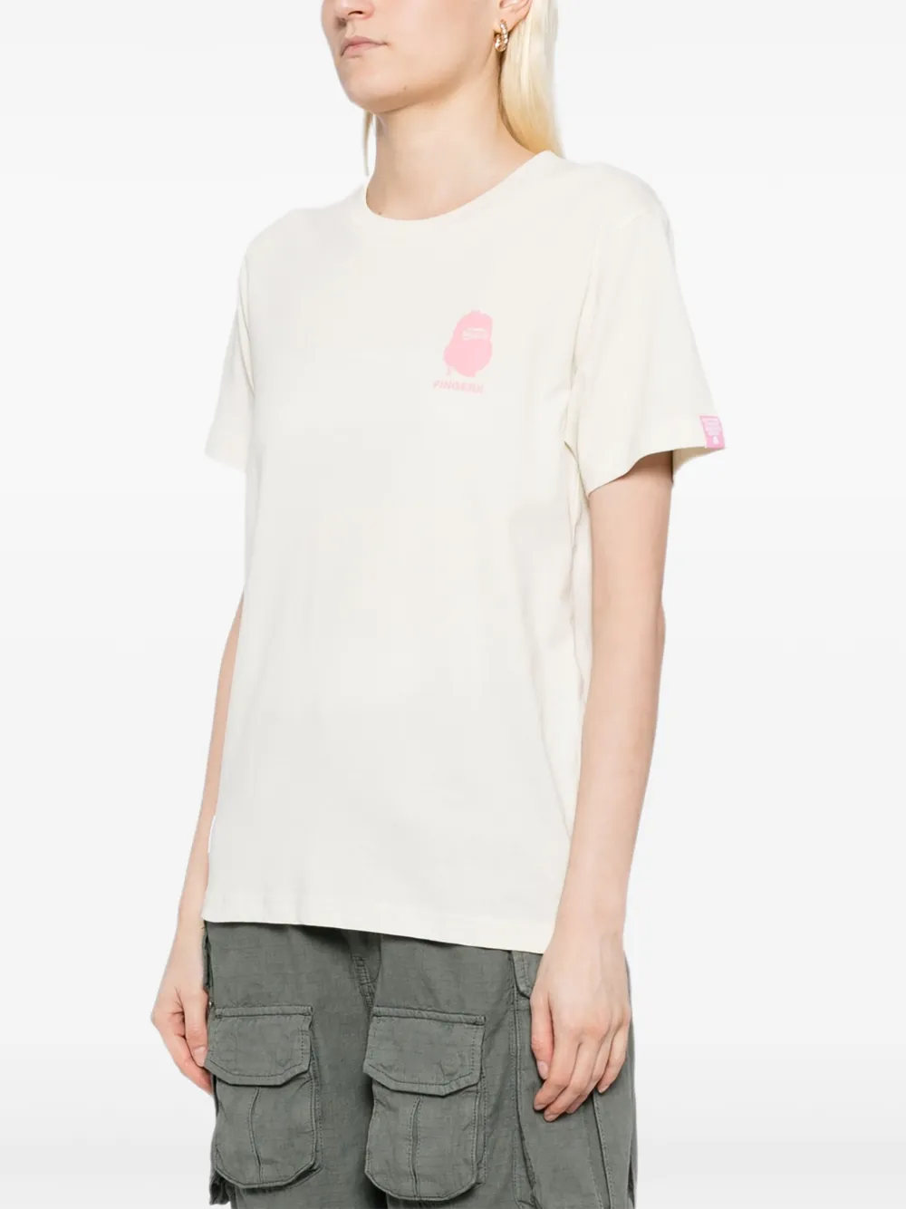  Fingercroxx Logo Print T-shirt - Neutrals 