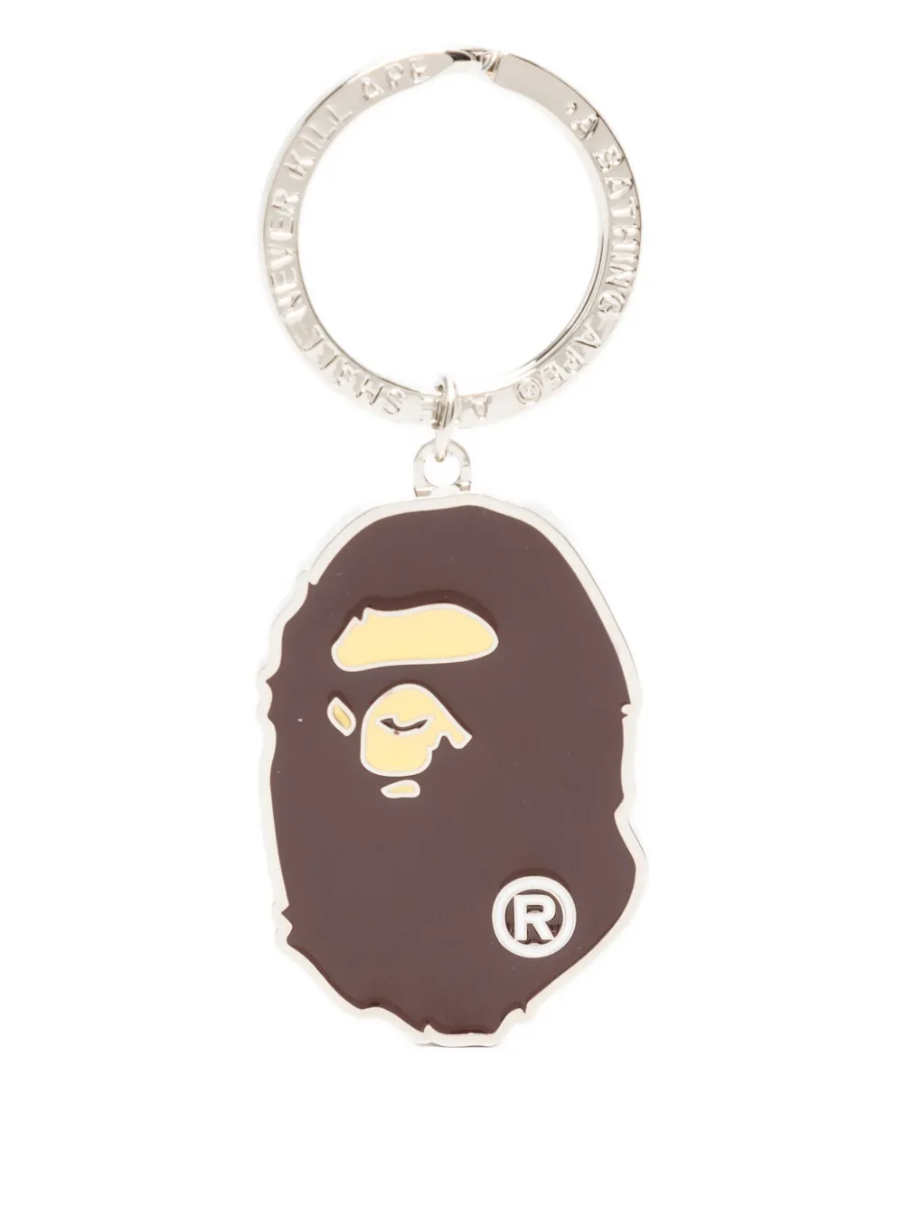 A BATHING APE Head sleutelhanger Bruin