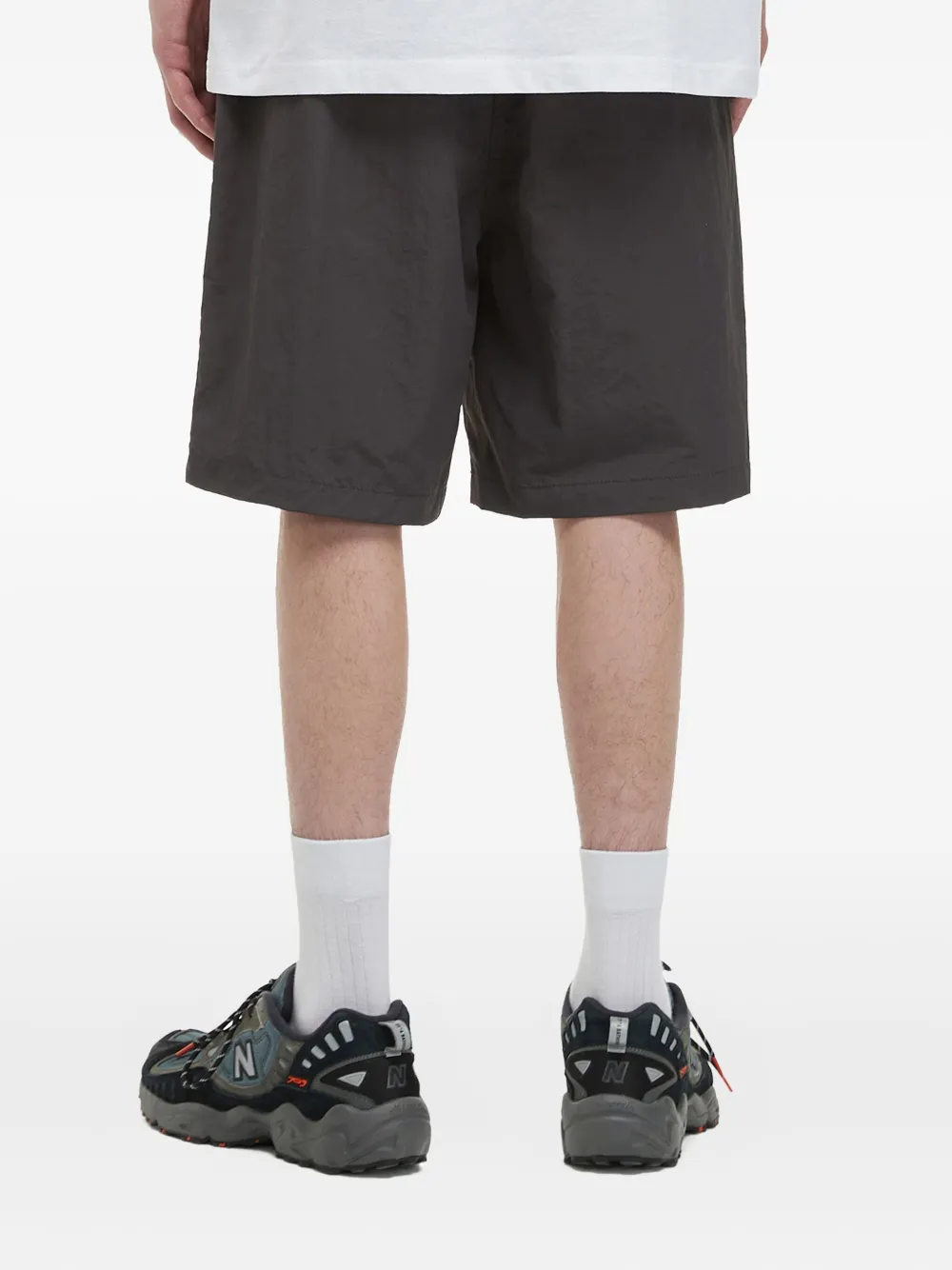 Fingercroxx Drawstring Logo-patch Shorts In Gray