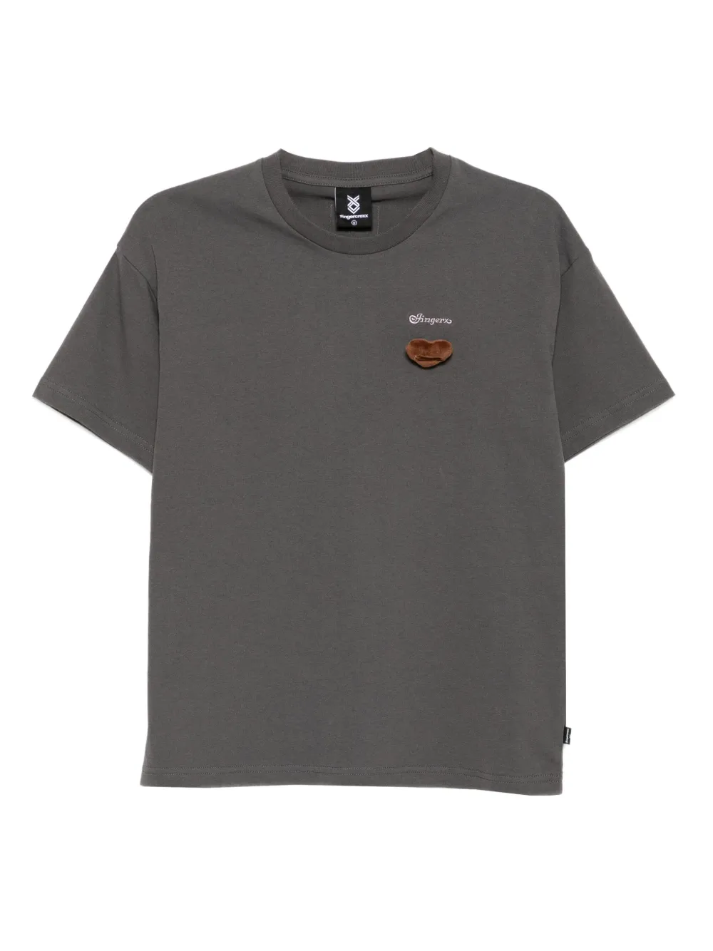 FINGERCROXX logo-embroidered T-shirt | Grey | Image 1