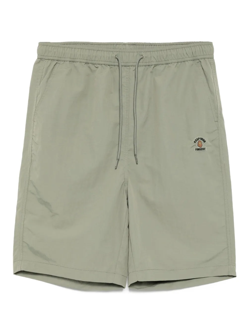 FINGERCROXX logo patched shorts | Green | Image 1