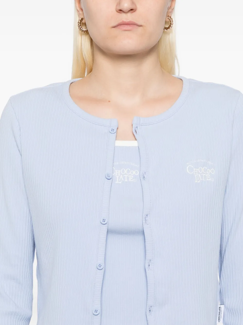 CHOCOOLATE Top met geborduurd logo Blauw