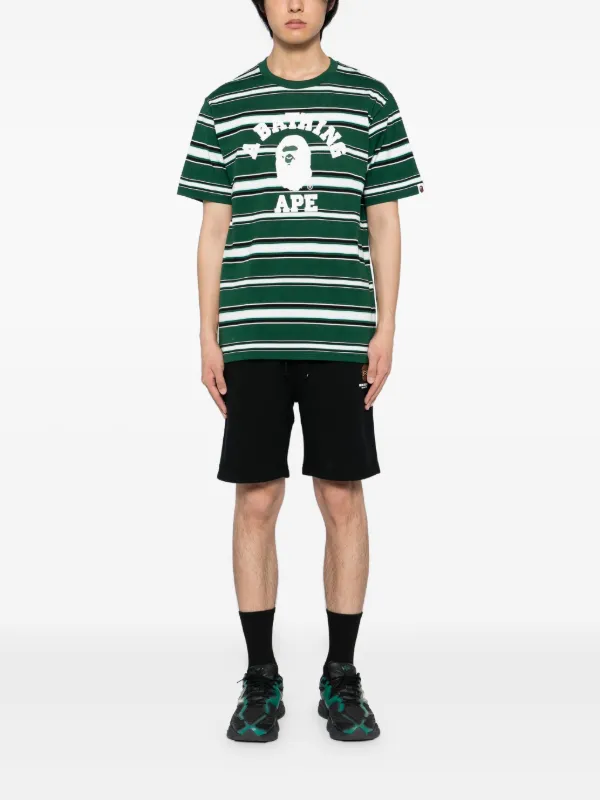 BY BATHING APE 緑 ストライプ ラガーシャツ A BATHING APE® Striped T-shirt | Green | FARFETCH