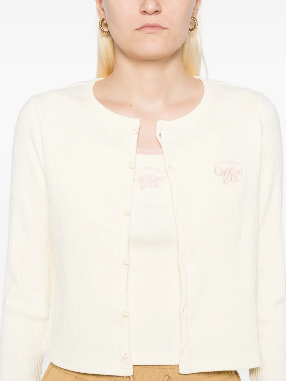 CHOCOOLATE Top met geborduurd logo Beige