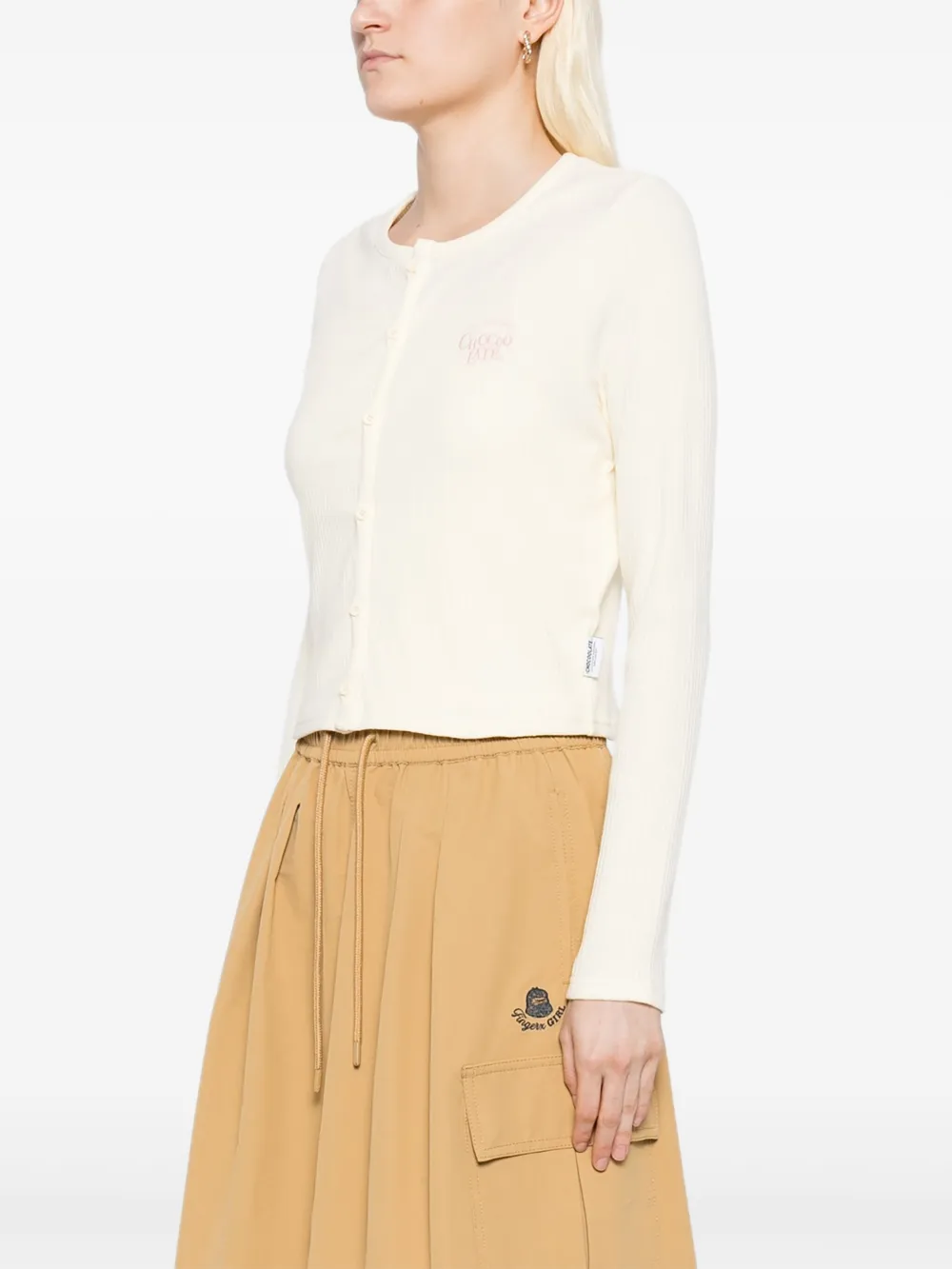 CHOCOOLATE Top met geborduurd logo Beige