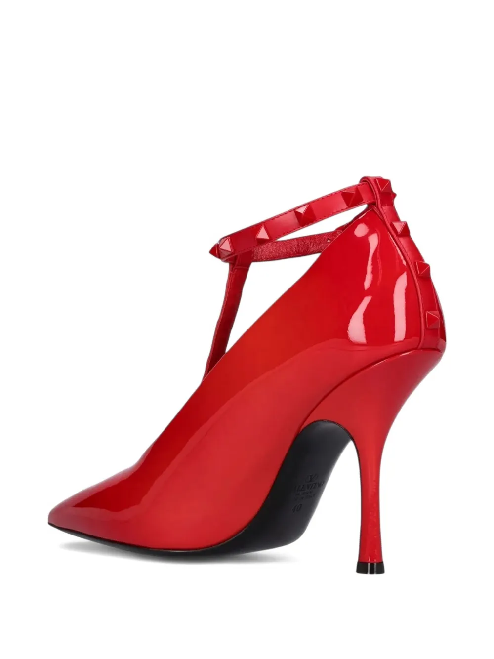 Valentino 100mm Rockstud Ankle-strap Pumps In Red