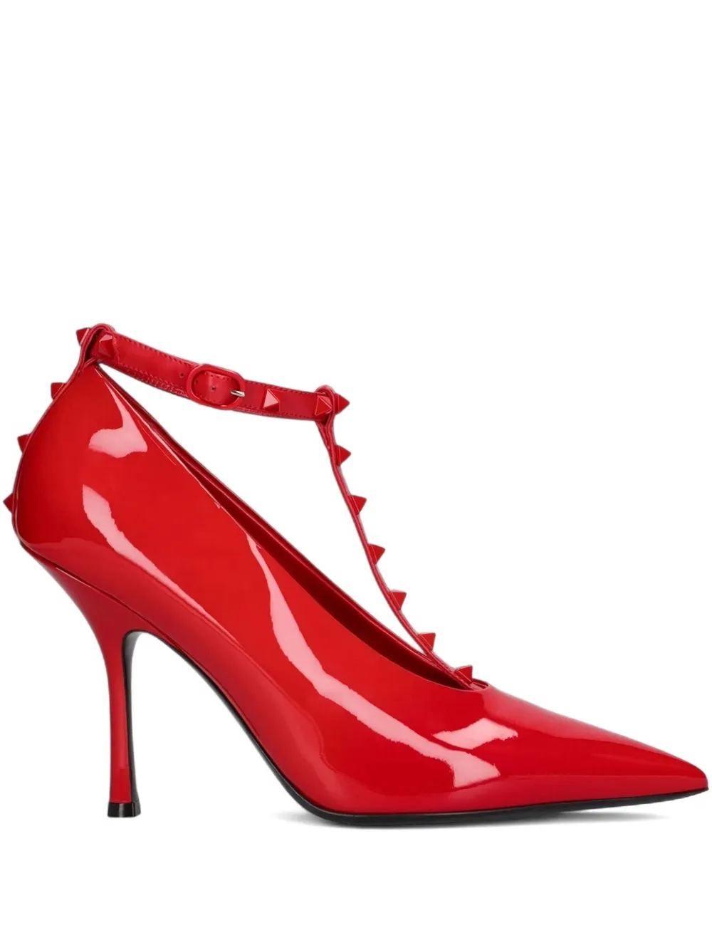 Valentino Garavani 100mm Rockstud Ankle-strap Pumps In Red