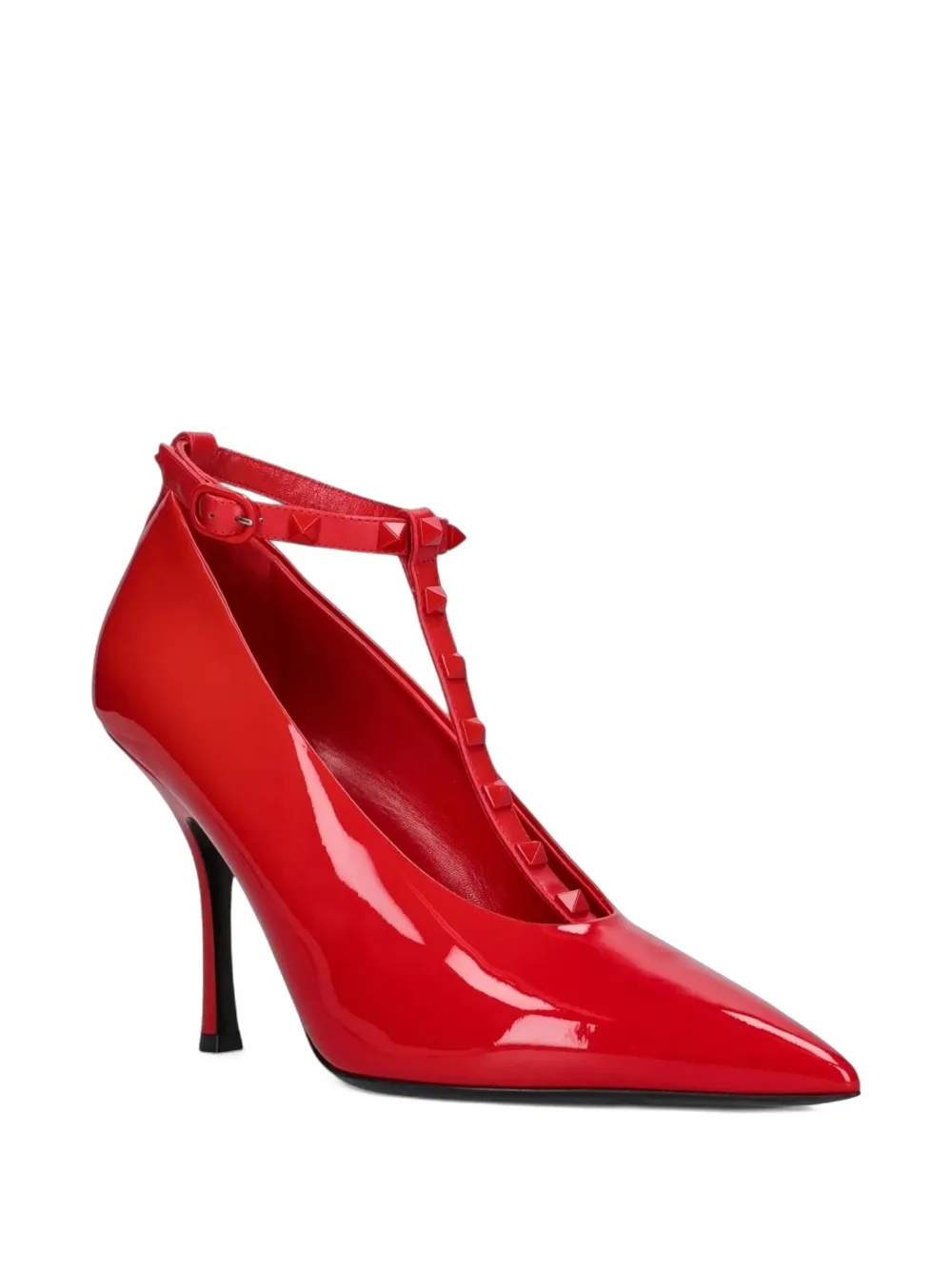 Valentino 100mm Rockstud Ankle-strap Pumps In Red