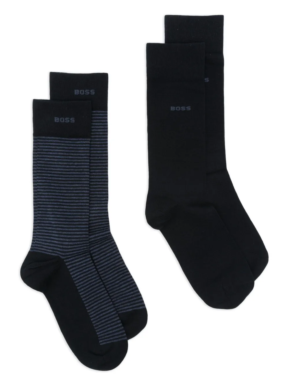Hugo Boss Striped Socks (set Of Two) In Black