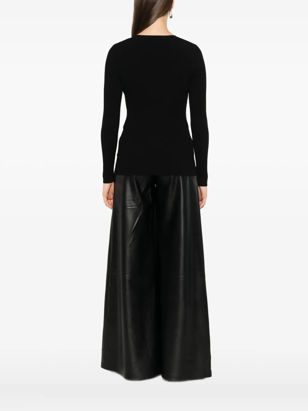 Elisabetta Franchi Top met lange mouwen en logodetail Zwart