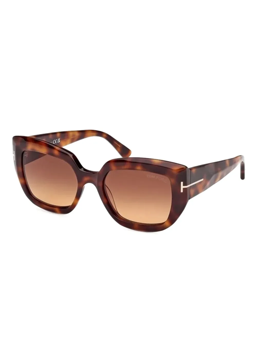 TOM FORD Eyewear Zonnebril met rond montuur en schildpadschild design - Bruin