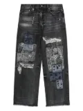 BAPE BLACK *A BATHING APE® patchwork frayed loose-fit jeans