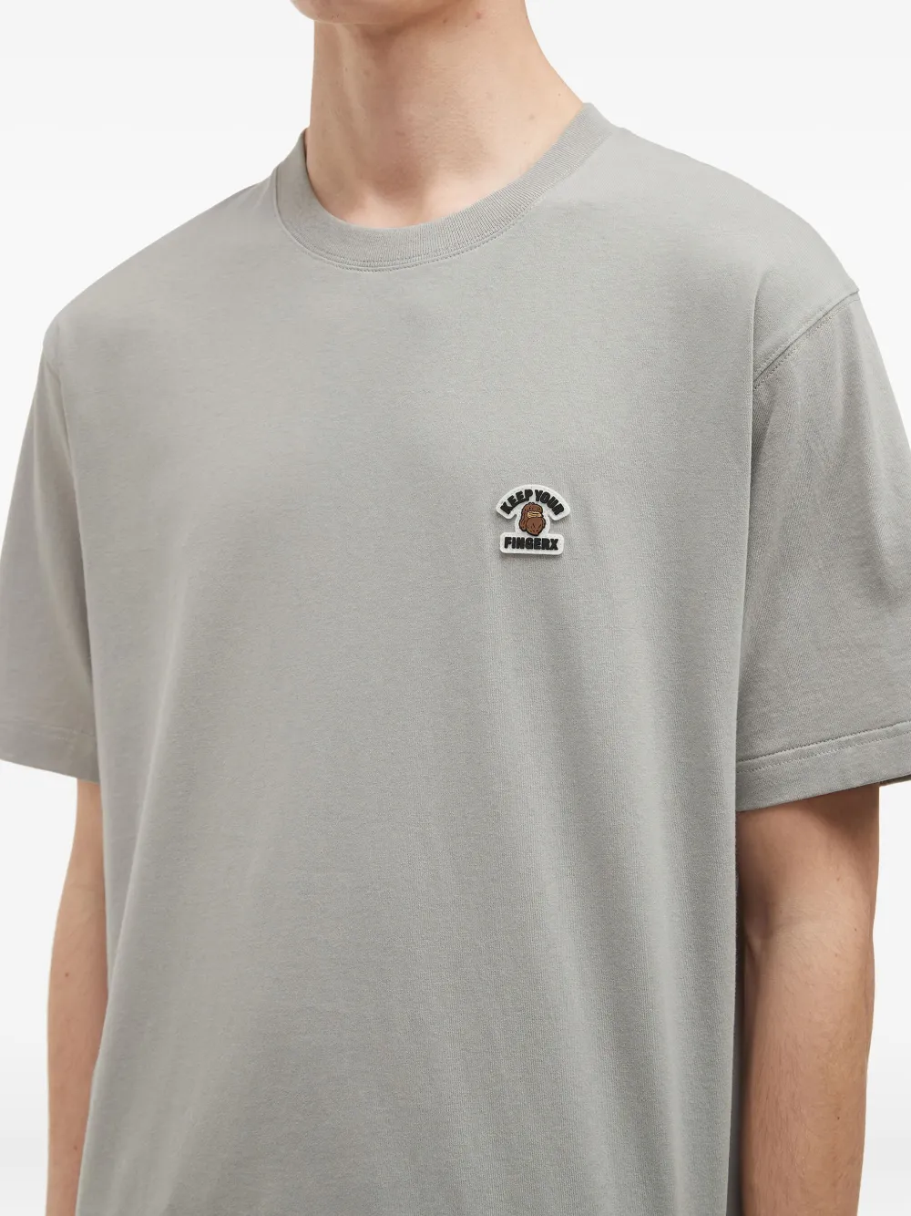 Fingercroxx Embroidered-logo T-shirt In Gray