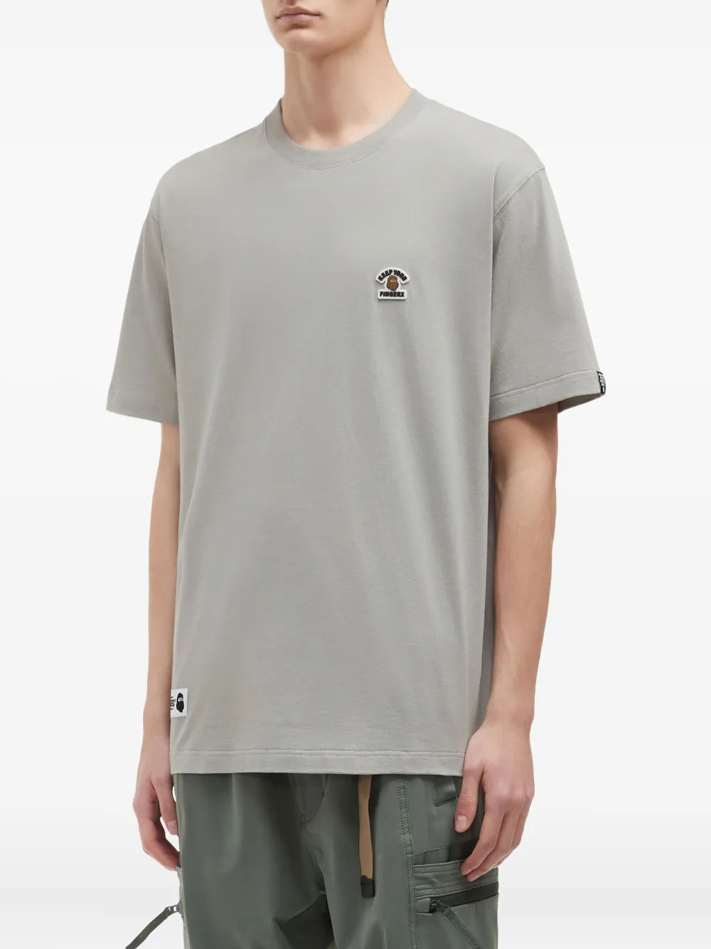 Fingercroxx Embroidered-logo T-shirt In Gray