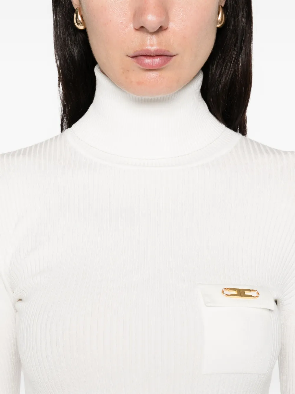 Elisabetta Franchi Geribbelde coltrui Wit