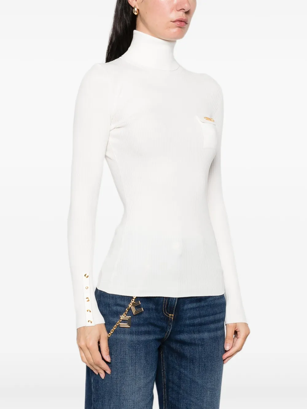 Elisabetta Franchi Geribbelde coltrui Wit