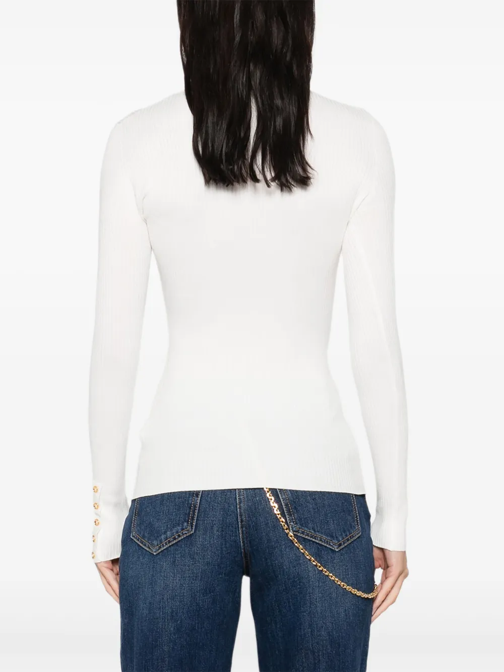 Elisabetta Franchi Geribbelde coltrui Wit