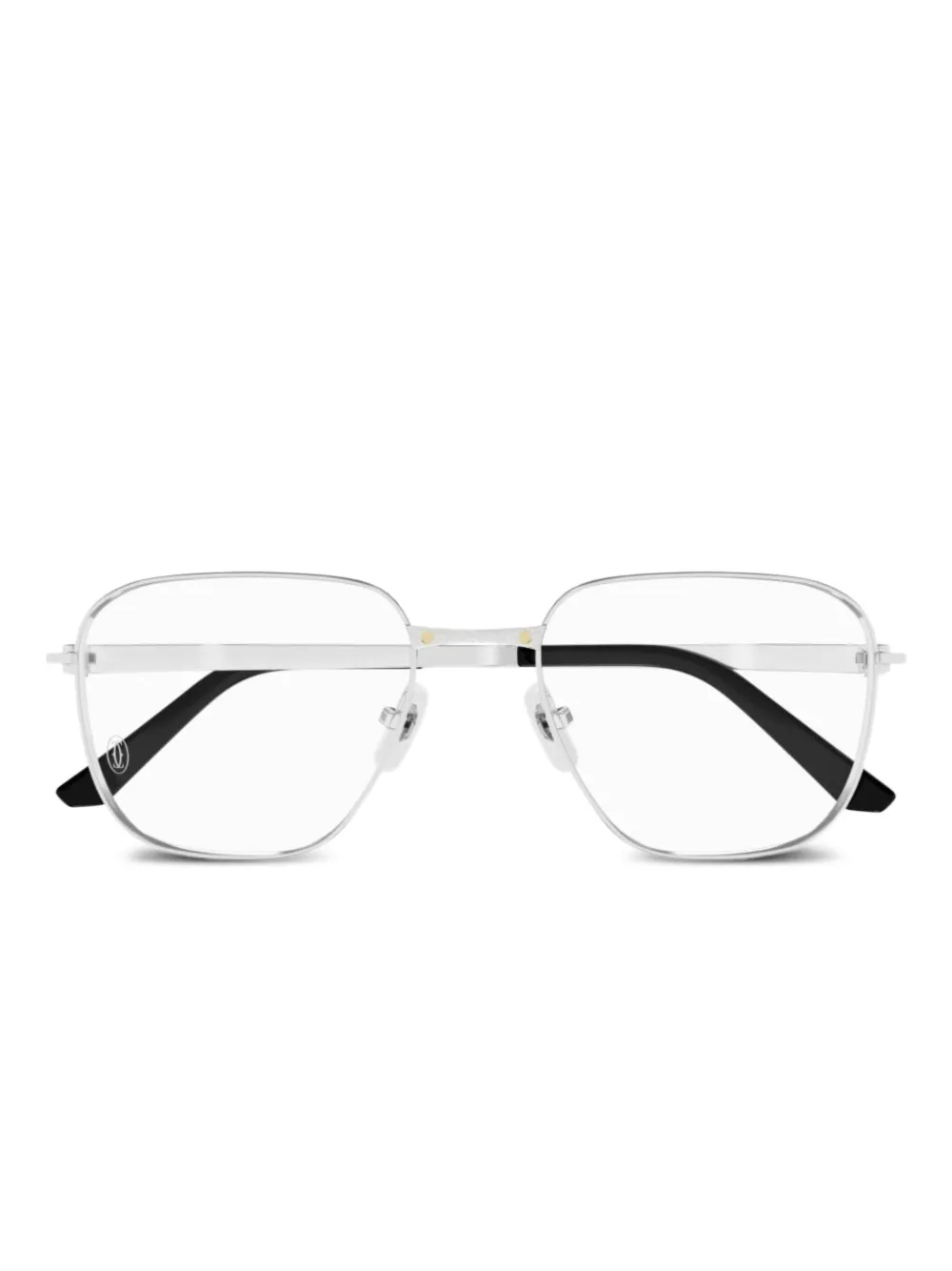 Cartier Eyewear チタン スクエア眼鏡フレーム - シルバートーン Cartier Eyewear チタン スクエア眼鏡フレーム - シルバートーン