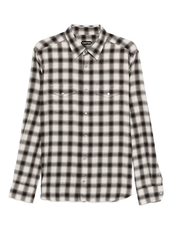 トムフォード チェックウエスタンシャツ TOM FORD チェック ウエスタンシャツ | ブラウン | FARFETCH JP