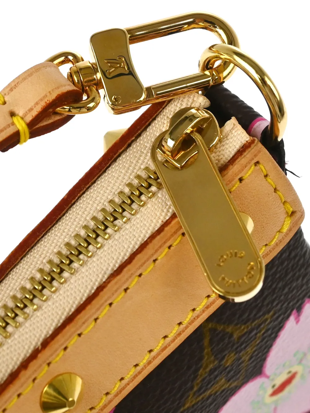 Pre-owned Louis Vuitton X Takashi Murakami 2003 Cherry Blossom Pochette Accessoires Handbag In Brown
